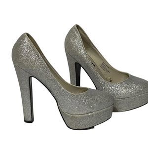 Rue 21 Silver Glitter Platform Heels – Size M (7/8)